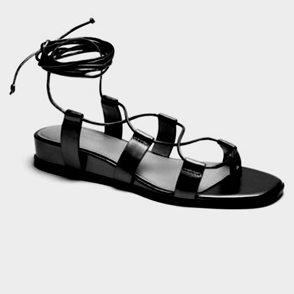 NWOT Banana Republic Black Leather Gladiator Wrap Sandals